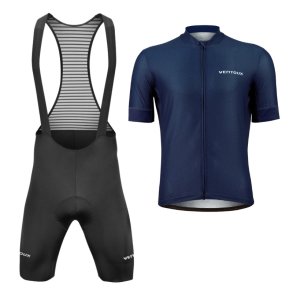 S�ttilbud: Air cykeltr�je og Laser Bib cykelbukser. Sort/M�rkebl�