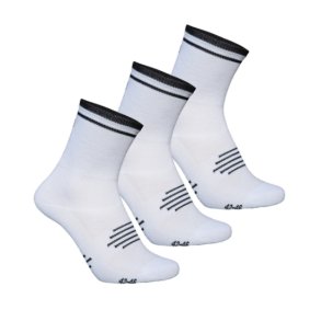 Coolmax high cut cykelstr�mper. 3 par. Hvide med sorte kanternter
