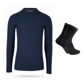 S�t med Merino base layer svedundertr�je og 1 par Merino cykelstr�mper