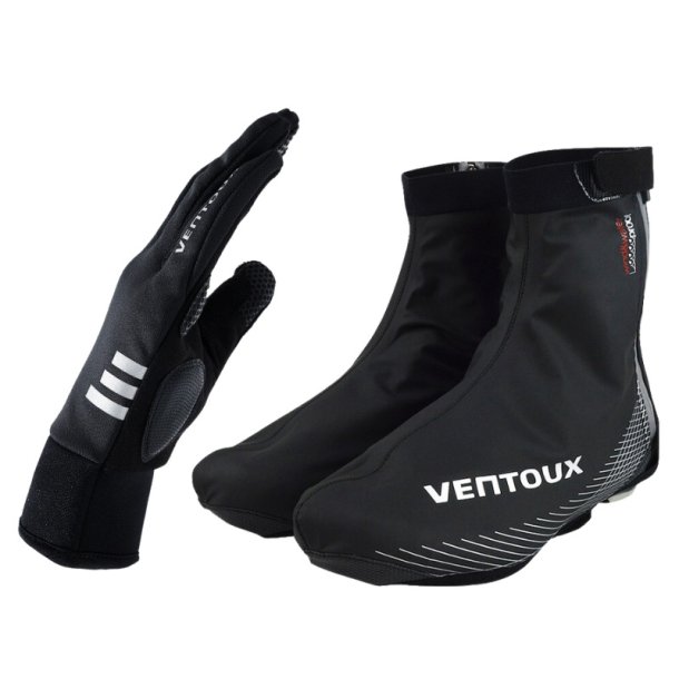 Ventoux Max Dry skoovertr�k, sort + Storm II cykelhandske, sort