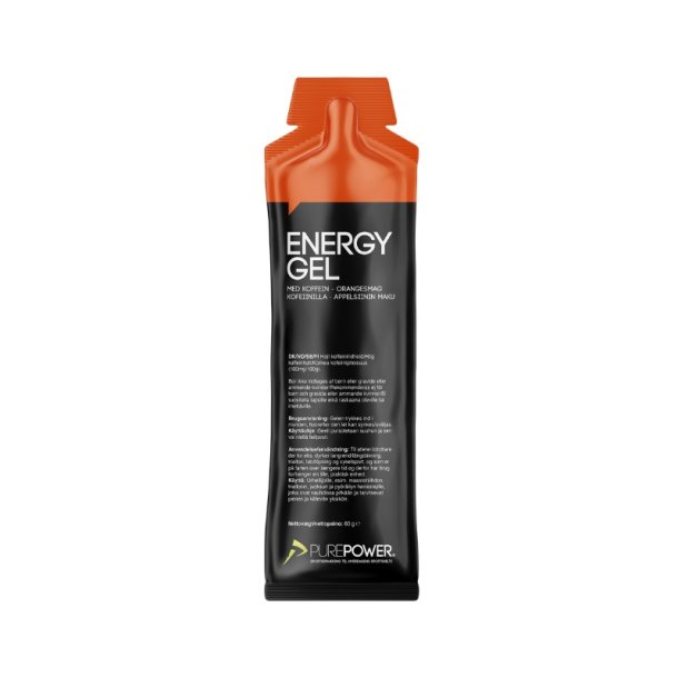 Purepower Koffein Energy Gel m. appelsin smag, 60 gram