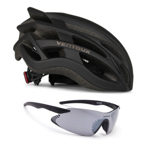Ventoux Air cykelhjelm (mat sort metal) + Dragonfly cykelbrille