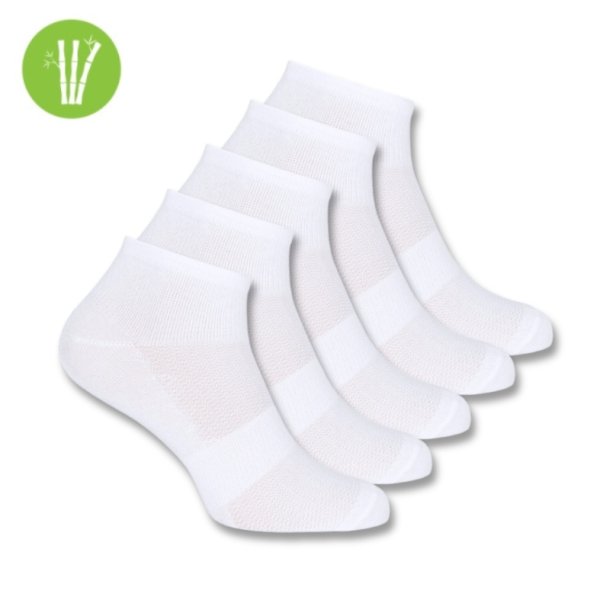 5 pair Ventoux Bamboo Low Cut Bike socks, White