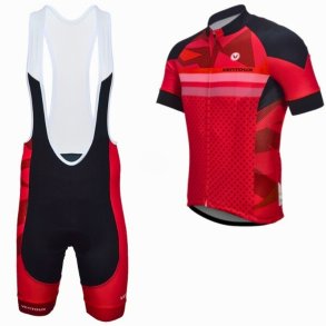 S�ttilbud: Devil cykeltr�je og Bib cykelbukser. Sort/R�d