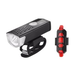 Micro lygtes�t med USB opladning. For- og baglygte