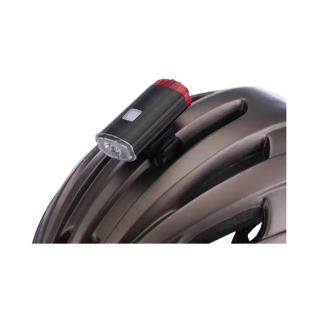 Smart LED kombi lygte med b�de for- og baglygte. USB opladning. Hjelmmontering.  100 lumen