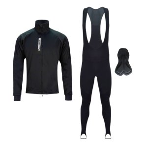 Vinters�t med Nordic cykeljakke og Nordic cykelbukser (Tights) med pude. Sort/sort