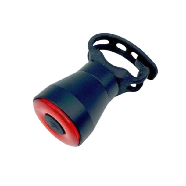 Smart LED baglygte i aluminium med USB opladning og bremselys. 100 lumen