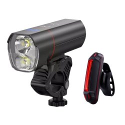 Skarp High Power LED lygte (1200 effektive lumen) i aluminium. Inkl. 100 lumen USB baglygte. USB-C opladning. Skarp pris 