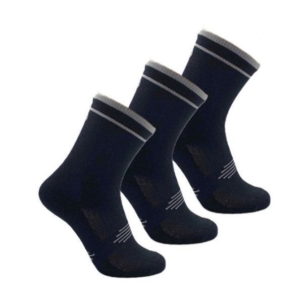 Coolmax high cut cykelstr�mper. 3 par. Sorte med Hvide kanter