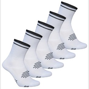 Coolmax high cut cykelstr�mper. 5 par. Hvide med sorte kanter