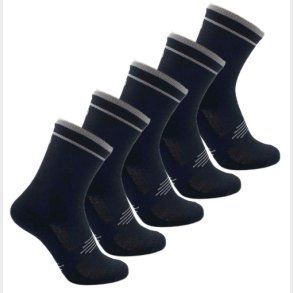 Coolmax high cut cykelstr�mper. 5 par. Sorte med hvide kanter