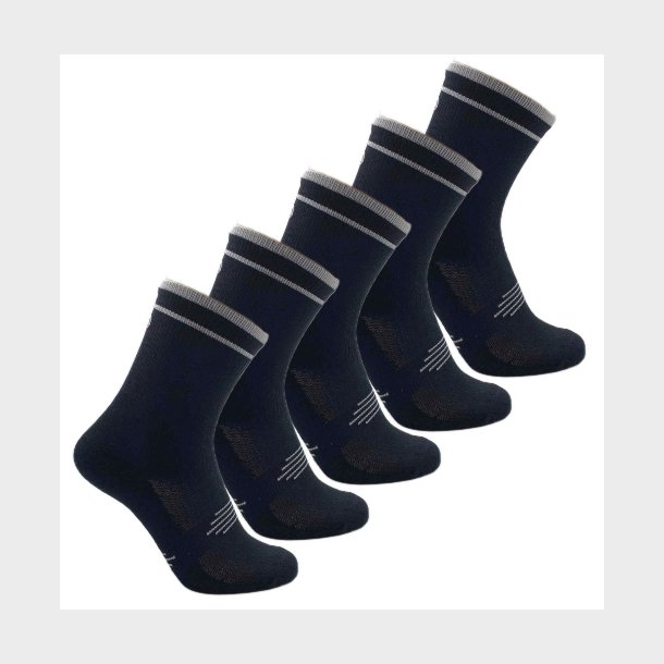 Coolmax high cut cykelstr�mper. 5 par. Sorte med hvide kanter