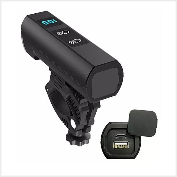 Ventoux USB High Power Alu forlygte 1200 lumen + Firebird kombi cykellygte