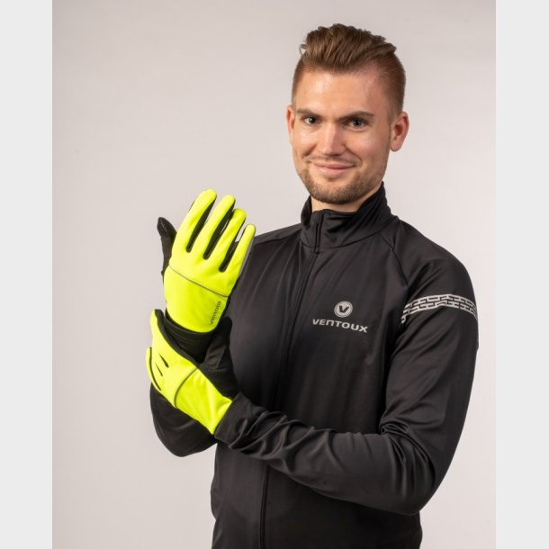 Ventoux Storm cycling gloves, neon