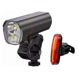 Super skarp High Power LED lygte (2000 effektive lumen) i aluminium. USB-C opladning. Inkl. 100 lumen USB kombi for- og baglygte. Skarp pris 