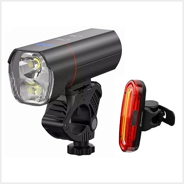 Super skarp High Power LED lygte (2000 effektive lumen) i aluminium. USB-C opladning. Inkl. 100 lumen USB kombi for- og baglygte. Skarp pris 